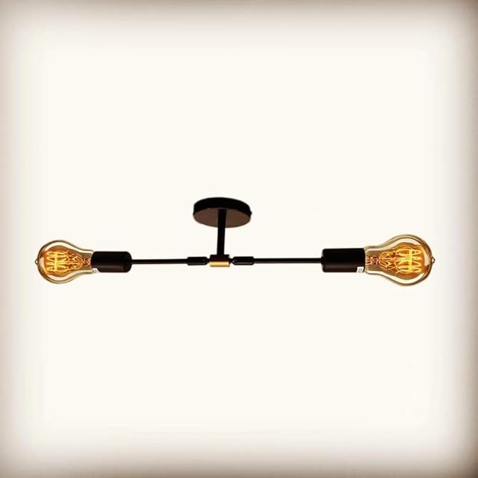 Minimalist Black 2 Lights LED Wall Light Up/Down Indoor Lamp,360° Adjustable Uplighter Downlighter,Rustic Country Vintage Loft Wall Sconce Fixture Fitting Retro Warm Edison Lamps E26 Max 2*60W