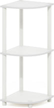 Furinno Turn-N-Tube Corner Shelf, 3-Tier Corner Bookshelf, Display Storage Shelves with Open Shelves, for Organization and Storage, Living Room, Home Office, Garage, White