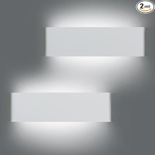KICAAO 15.7in White Modern Wall Sconce 2-Pack,16W Indoor Vanity Light Up and Down LED Vanity Light for Bathroom Wall Lighting Fixtures Not Dimmable Not Plug (White Light 5000K)