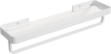 Danpoo 20 Inch Long Floating Bathroom Shelf with Towel Bar, Clear Tempered Glass Wall Shelf for Bathroom Storage Organizer, Matte White