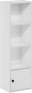 Furinno Luder Shelf Bookcase with 1 Door Storage Cabinet, White
