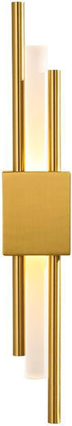 Modern Golden LED Wall Sconce, Geometric Metal and Acrylic Vertical Wall Lamp, Minimalist LED Light for Bedroom, Living Room, Hallway – 8 W, 48 cm, 3 Light Shades (Gold-Left)
