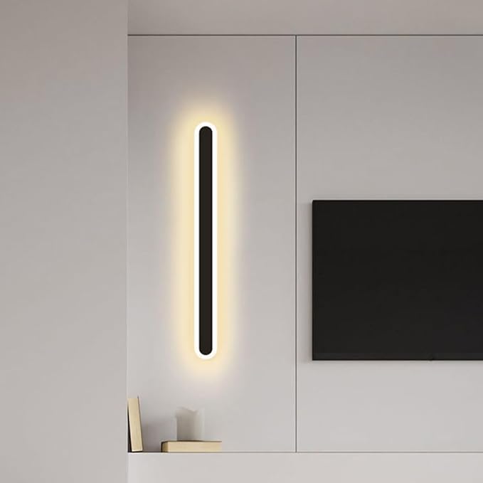 Minimalist Modern Wall Light Black Frame LED Bedroom Wall Lamp for Living Hallway Staircase Iron Material Nordic Style Decorative Indoor Fixture with Warm Light