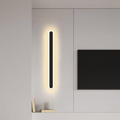 Minimalist Modern Wall Light Black Frame LED Bedroom Wall Lamp for Living Hallway Staircase Iron Material Nordic Style Decorative Indoor Fixture with Warm Light