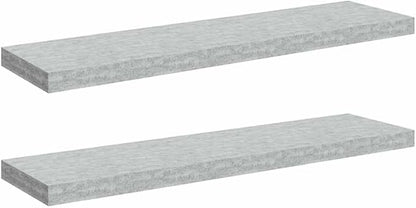 Concrete Grey Honeycomb Floating Wall Shelf Set of 2, Modern MDF and Metal Wall-Mounted Shelves 35.4 Inch for Display and Storage