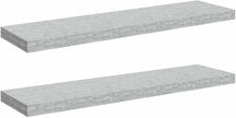 Concrete Grey Honeycomb Floating Wall Shelf Set of 2, Modern MDF and Metal Wall-Mounted Shelves 35.4 Inch for Display and Storage