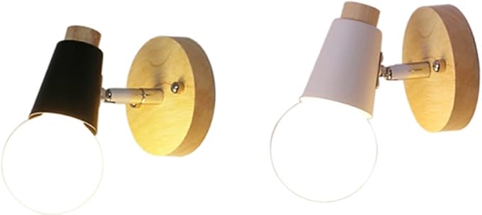 Minimalist Solid Wood Wall Lamp Sconce for Living Room Bedroom Hallway Nordic -Saving Design Black No Bulb Included