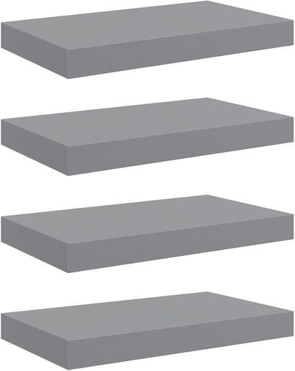 Gray Honeycomb Floating Wall Shelves Set of 4, MDF and Metal Medium Wall Shelf with Matte Finish for Living Room Bedroom Storage and Display