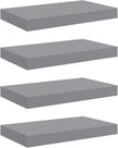 Gray Honeycomb Floating Wall Shelves Set of 4, MDF and Metal Medium Wall Shelf with Matte Finish for Living Room Bedroom Storage and Display