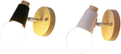 HOMSFOU Minimalist Solid Wood Wall Lamp Modern Loft Lighting No Bulb Room Wall Sconce Decor