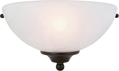 Design House Millbridge Wall Light Sconce, Dimmable, Steel Construction, Alabaster Glass, ETL-Certified, For Hallways/Bedrooms/Bathrooms, Oil-Rubbed Bronze, 5.0 in. L x 10.5 in. W x 6.0 in. H, 514554