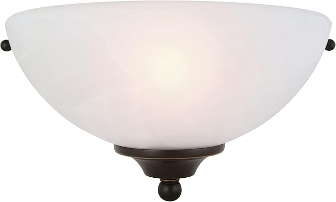Design House Millbridge Wall Light Sconce, Dimmable, Steel Construction, Alabaster Glass, ETL-Certified, For Hallways/Bedrooms/Bathrooms, Oil-Rubbed Bronze, 5.0 in. L x 10.5 in. W x 6.0 in. H, 514554
