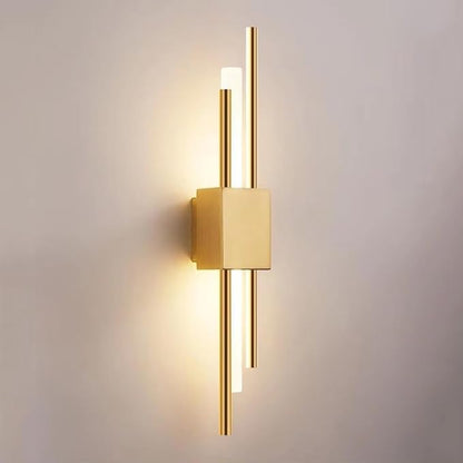 LED Linear Wall Sconce Lighting Modern Wall Lamp Indoor Wall Wash Light 10W 3 Color Mode Wall Mounted Lamps Hardwired Vanity Sconces for Living Room Bedroom Hallway (Color : Gold, Size : Ri