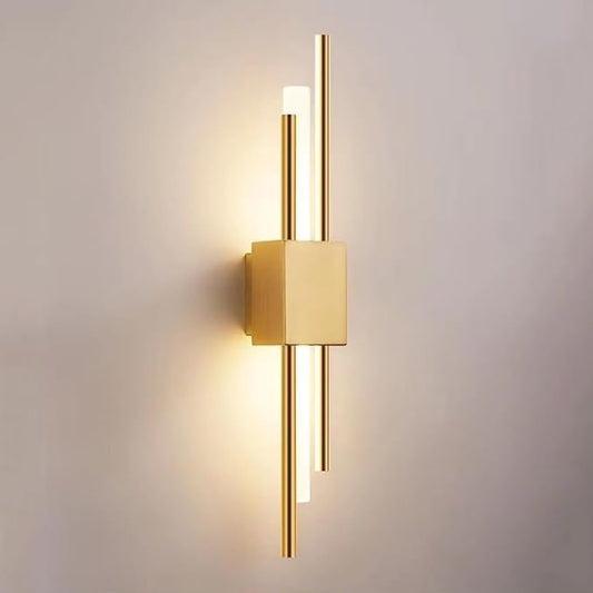 LED Linear Wall Sconce Lighting Modern Wall Lamp Indoor Wall Wash Light 10W 3 Color Mode Wall Mounted Lamps Hardwired Vanity Sconces for Living Room Bedroom Hallway (Color : Gold, Size : Ri