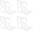 Book Ends - Decorative Metal Book Ends Supports for Bookrack Desk (White 2Pack)