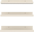 Giftgarden 16 Inch Floating Shelves Wall Mounted, Creamy White Beige Wood-Grain Wooden Ledge Shelf for Bathroom Bedroom Living Room Kitchen Nursery, Set of 3 Different Sizes