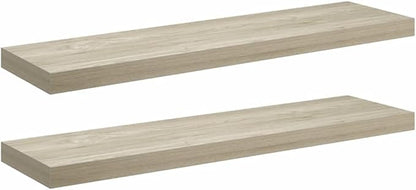 Wall Shelf Set of 2 Oak Honeycomb MDF, Metal Medium Floating Shelves for Living Room Bedroom Office, Modern Matte Finish Storage Display Unit for Books Decor