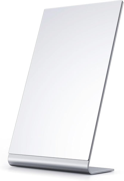 12"x7" Frameless Flat Makeup Mirror, Free Standing Vanity Mirror for Bathroom Countertop, Desk or Jewelry Display, Perfect for Makeup & Shaving