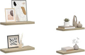 Set of 4 Oak Honeycomb MDF Floating Wall Shelves, Modern Medium Wall Mounting Storage Display with High Capacity and Elegant Finish