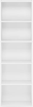 Furinno LUDER Book Shelf, 5-Cube Bookshelf, Bookcase with Open Shelf, 9.4 x 15.8 x 52, for Living Room, Bedroom, Home Office, White