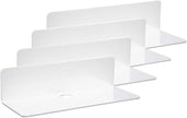 IEEK 9 Inch Acrylic Floating Shelves Set of 4,Small Wall Display Shelf for Bluetooth Speakers/Security Cameras/Nintendo Switch/Action Figures,Damage-Free Wall Shelves Stick-On Shelf,White