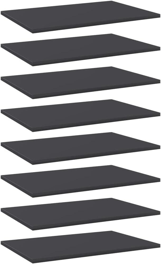 Set of 8 Wall Mounted Floating Shelves, 23.6x15.7 Inch Engineered Wood Storage Boards for Living Room, Bedroom Decor, Minimalist Matte Grey Shelf Organizer