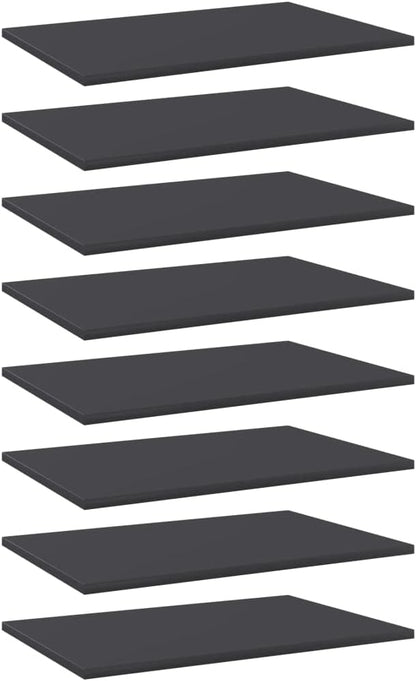 Set of 8 Wall Mounted Floating Shelves, 23.6x15.7 Inch Engineered Wood Storage Boards for Living Room, Bedroom Decor, Minimalist Matte Grey Shelf Organizer