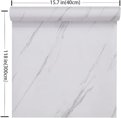 Glossy Marble Paper Granite Gray/White Wallpaper Peel and Stick Wallpaper Self Adhesive Removable Wallpapers 15.8″ ×118″ Waterproof Countertop Paper for Cabinet Countertop Furniture Kitchen Viny Film