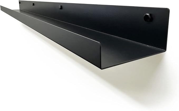 Mitus Floating Display Shelf - Wall Mounted - Modern Industrial Metal Channel Ledge Black, 36 inch