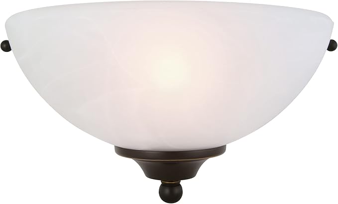 Design House Millbridge Wall Light Sconce, Dimmable, Steel Construction, Alabaster Glass, ETL-Certified, For Hallways/Bedrooms/Bathrooms, Oil-Rubbed Bronze, 5.0 in. L x 10.5 in. W x 6.0 in. H, 514554