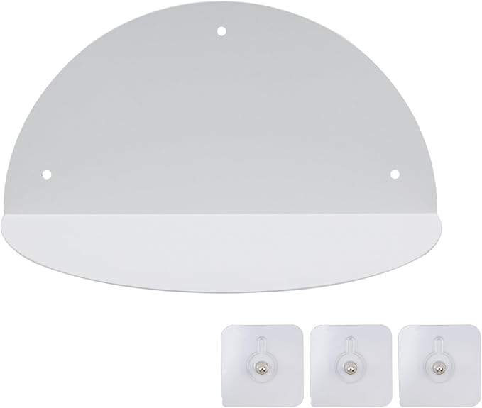 Floating Shelf,Metal White Half Round Hanging Display Floating Shelves,Wall Mounted Display Stand for Home Décor, Bathroom, Kitchen, Bedroom