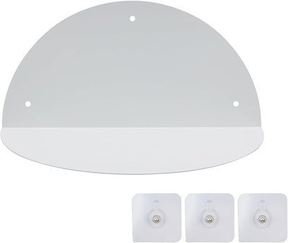 Floating Shelf,Metal White Half Round Hanging Display Floating Shelves,Wall Mounted Display Stand for Home Décor, Bathroom, Kitchen, Bedroom