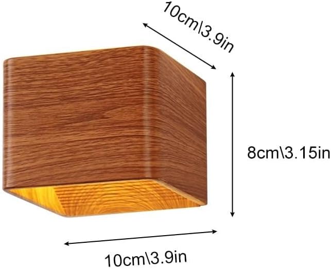 Modern Wall Light Small 7W LED 3000K Warm Light Fixtures Indoor Up Down Wall Wash Lamp Minimalist Wall Sconce Lighting for Living Room Bedroom Hallway Corridor Stairs(Wood Grain)