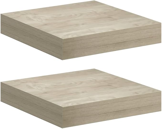 Set of 2 Oak Honeycomb MDF Floating Wall Shelves with Metal Frame, Minimalist Modern Style for Living Room Bedroom Office, Invisible Mounting, Durable Storage for Books Decor