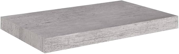 Concrete Grey Floating Wall Shelf Honeycomb MDF Metal Modern Storage 19.7x9.1x1.5 in with Invisible Mounting System for Living Room Office Display
