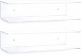 Clear Acrylic Floating Shelves - 2 Tier Wall Mounted Bathroom Organizer Set of 2 (18