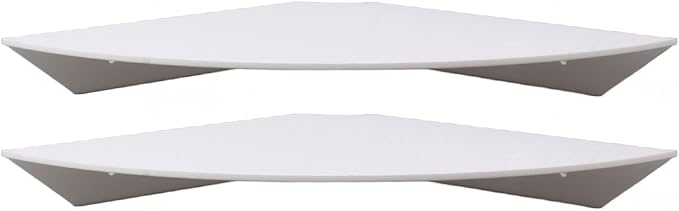 Yosoo Health Gear Acrylic Wall Mount Floating Corner Shelves 2pcs Quarter Round Shower Shelf, Sturdy Wall Storage Display Organizer for Bathroom Kitchen Bedroom Living Room 1.2 x 8.3 x 8.3in (White)