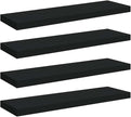 Black Honeycomb MDF Metal Medium Floating Wall Shelf Set of 4, Matte Black Modern Wall Mounted Shelves for Living Room Office Bedroom Storage Display