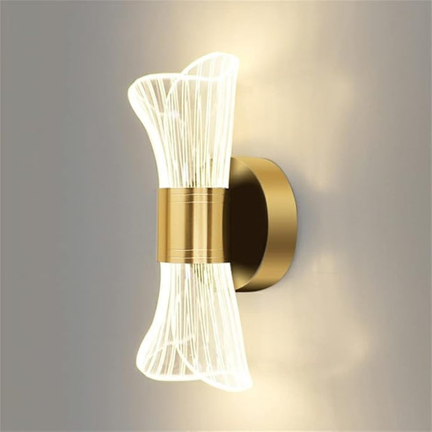 LITFAD 1 Light Minimalist Style Wall Light Fixtures Geometric Shape Metal Wall Mounted Lighting Three-Color Light LED Sconce Light for Bedroom Living Room Hotel, Gold A 110V-120V Third Gear