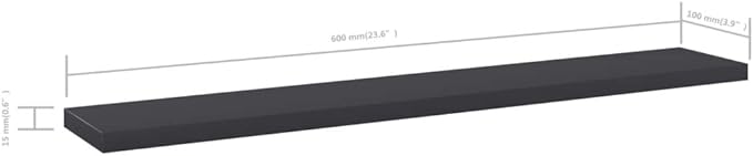Set of 4 Wall Mounted Floating Shelves, 23.6 Inch Engineered Wood Decorative Wall Storage Ledges for Living Room, Bedroom, Kitchen, Grey Matte Finish