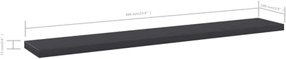 Set of 4 Wall Mounted Floating Shelves, 23.6 Inch Engineered Wood Decorative Wall Storage Ledges for Living Room, Bedroom, Kitchen, Grey Matte Finish