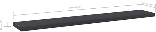 Set of 4 Wall Mounted Floating Shelves, 23.6 Inch Engineered Wood Decorative Wall Storage Ledges for Living Room, Bedroom, Kitchen, Grey Matte Finish