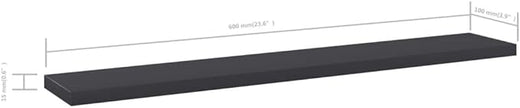 Set of 4 Wall Mounted Floating Shelves, 23.6 Inch Engineered Wood Decorative Wall Storage Ledges for Living Room, Bedroom, Kitchen, Grey Matte Finish