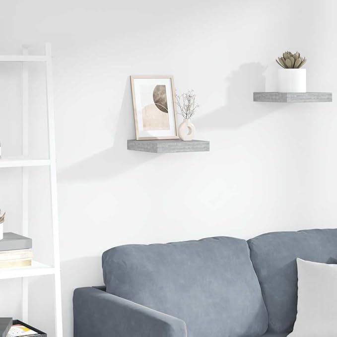 Concrete Grey Floating Wall Shelf with Invisible Mounting System, Modern Honeycomb MDF and Metal Design for Home Decor and Space Saving Storage