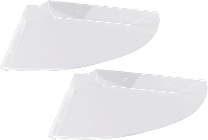 Acrylic Wall Mount Floating Corner Shelves 2pcs Quarter Round Shower Shelf, Sturdy Wall Storage Display Organizer for Bathroom Kitchen Bedroom Living Room 1.2 x 8.3 x 8.3in (Transparent)