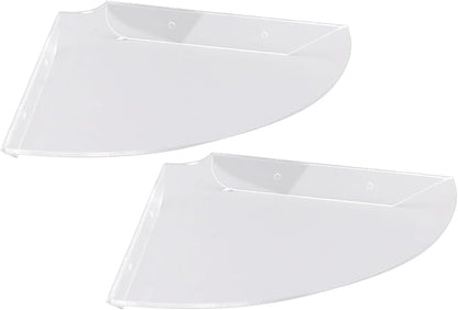 Acrylic Wall Mount Floating Corner Shelves 2pcs Quarter Round Shower Shelf, Sturdy Wall Storage Display Organizer for Bathroom Kitchen Bedroom Living Room 1.2 x 8.3 x 8.3in (Transparent)