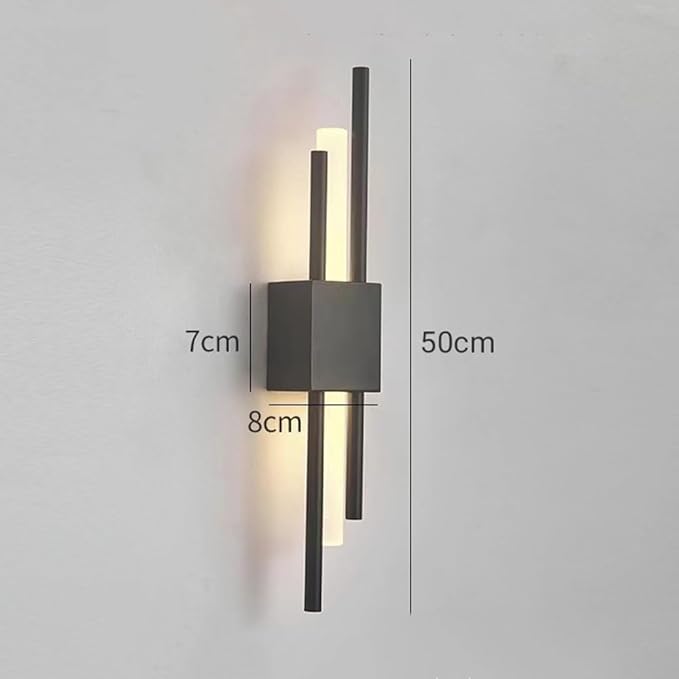 LED Linear Wall Sconce Lighting Modern Wall Lamp Indoor Wall Wash Light 10W 3 Color Mode Wall Mounted Lamps Hardwired Vanity Sconces for Living Room Bedroom Hallway (Color : Svart, Size : R