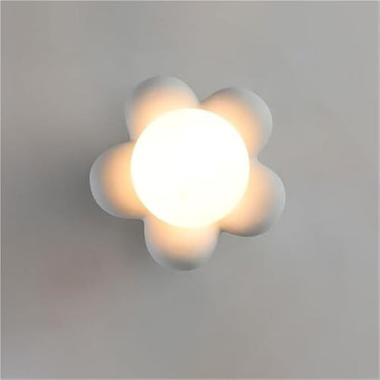 Modern Minimalist Wall Lamp Cream Flower Accent Light for Bedroom Living Room Study Room Dining Room Stairs Porch Hall Restaurant Wall Mounted Lamp Creative Simplicity Wall Sconce(White)