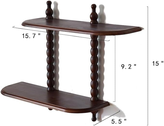 FRIADE 2-Tier Wall Mounted Floating Shelf with Two Roman column ,Decorative Display shelf for Entrance,Bathroom, Bedroom, Living Room, Kitchen,Office (Dark Brown)