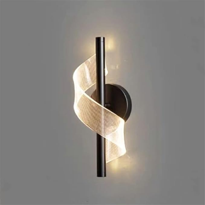 LITFAD 1 Light Minimalist Style Wall Light Fixtures Geometric Shape Metal Wall Mounted Lighting Three-Color Light LED Sconce Light for Bedroom Living Room Hotel, Black B 110V-120V Third Gear